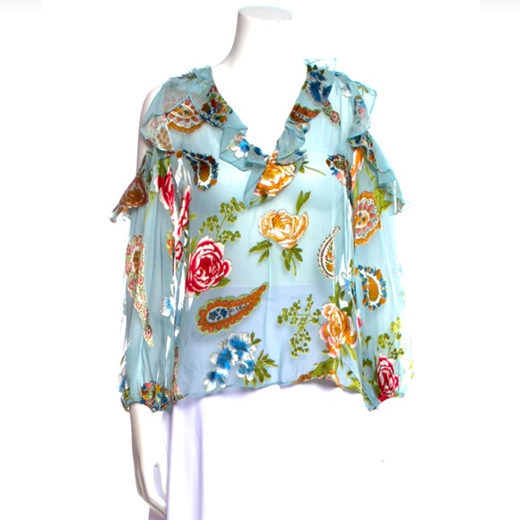 Alice + Olivia semi- sheer print blouse - PS - Picture 1 of 3